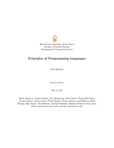 Principles of Programming Languages — free PDF cover