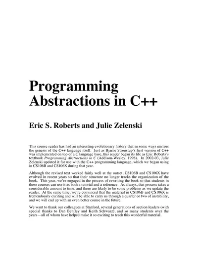 Programming Abstractions in C++ — free PDF cover
