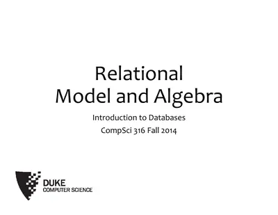 Cover of the Relational Model and Algebra PDF