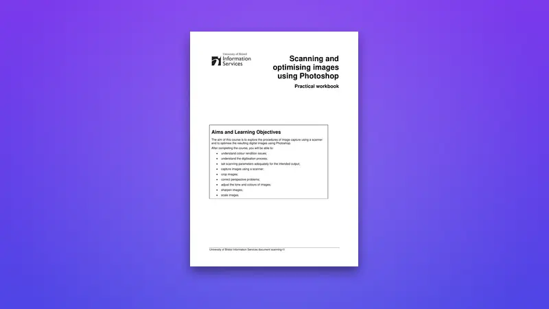 Scanning and Optimising Images PDF — Photoshop — PDF cover
