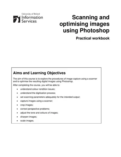Scanning and optimising images Photoshop — free PDF cover