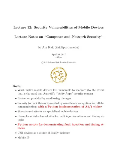 Cover of the Security Vulnerabilities of Mobile Devices PDF