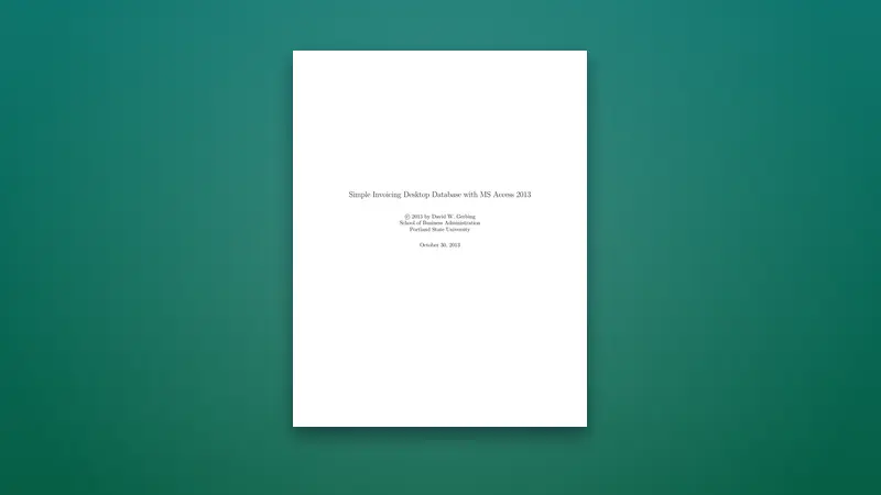 Simple MS Access Invoicing Database — Free PDF — PDF cover
