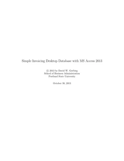 Simple Invoicing Database with MS Access 2013 — free PDF cover