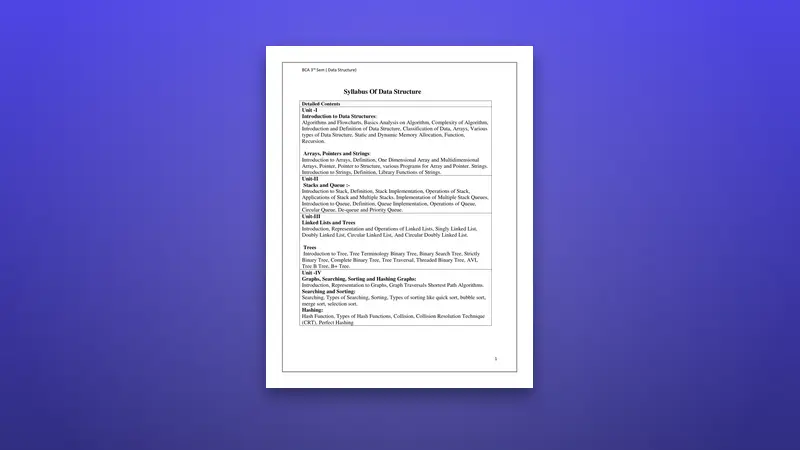 Syllabus Of Data Structure PDF — IT Students Guide — PDF cover
