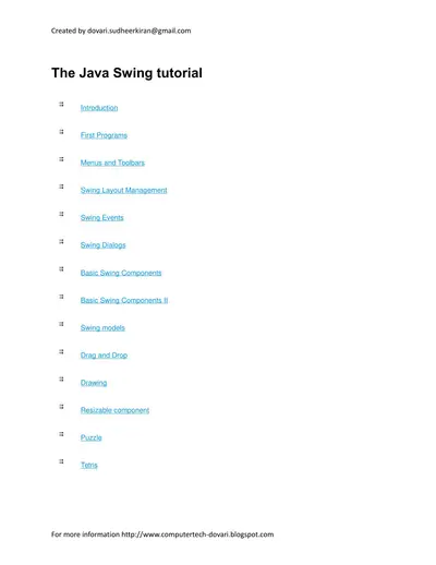 Cover of the The Java Swing tutorial PDF