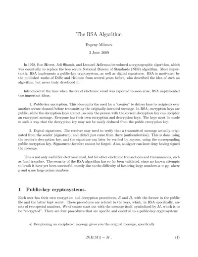 The RSA Algorithm — free PDF cover