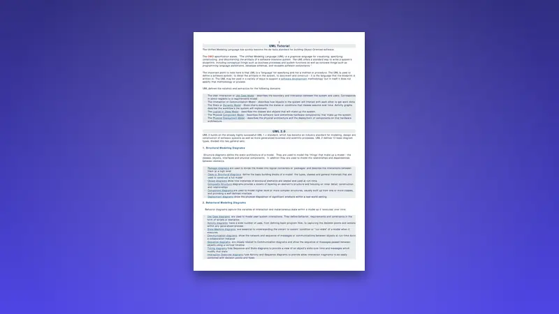 Complete UML 2 Tutorial & Diagram Guide — PDF cover