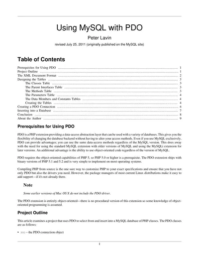 Cover of the Using MySQL with PDO PDF