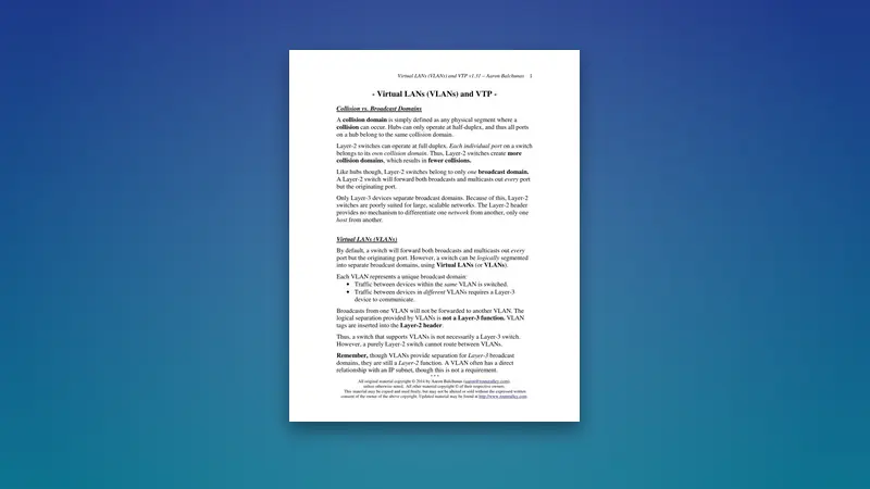 Virtual LANs (VLANs) and VTP PDF — Fundamentals — PDF cover
