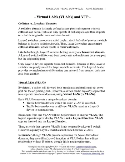Cover of the Virtual LANs (VLANs) and VTP PDF