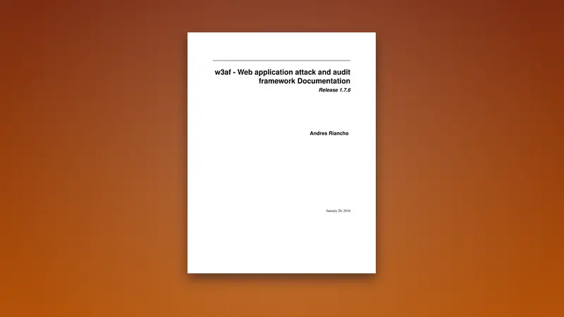 Web application attack and audit framework PDF - w3af — PDF cover