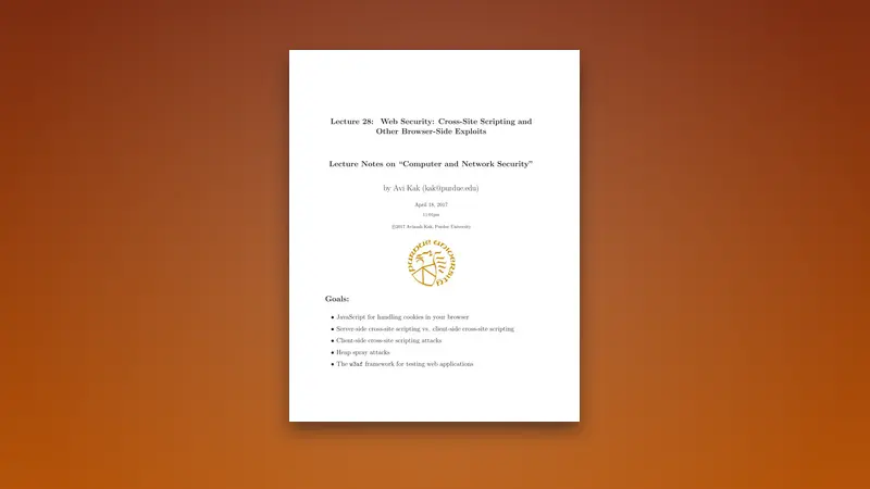 Web Security: Cross-Site Scripting & Browser Exploits — PDF cover