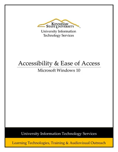 Windows 10 - Accessibility & Ease of Access — free PDF cover
