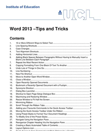 Cover of the Word 2013 –Tips and Tricks PDF
