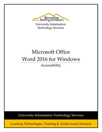 Word 2016 - Accessibility — free PDF cover