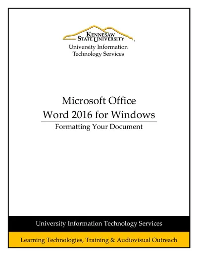 Word 2016 - Formatting your Document — free PDF cover