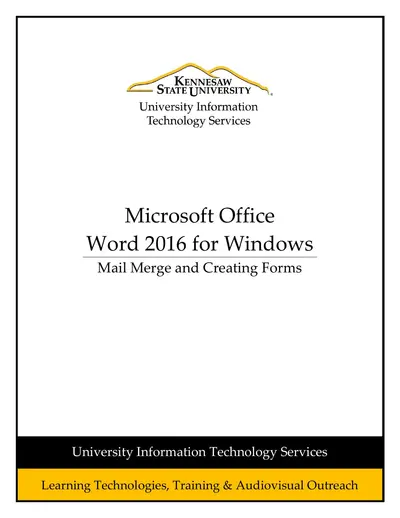 Cover of the Word 2016 - Mail Merge and Creating Forms PDF