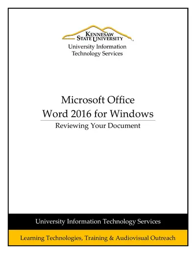 Word 2016 - Reviewing your Document — free PDF cover