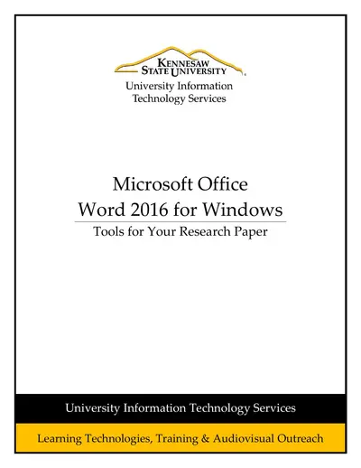 Word 2016 - Tools for your Research Paper — free PDF cover