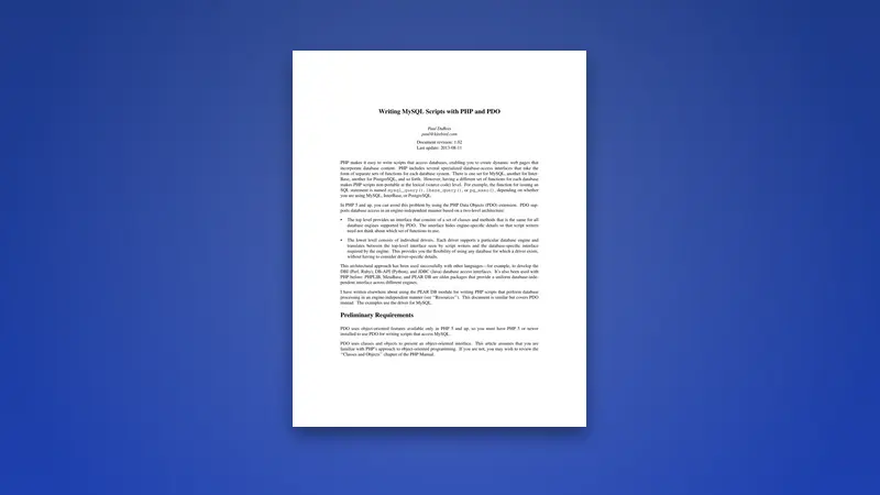 Writing MySQL Scripts with PHP and PDO — Free PDF — PDF cover