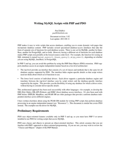 Cover of the Writing MySQL Scripts with PHP and PDO PDF