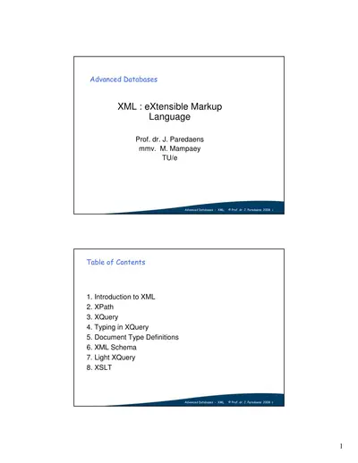 XML (eXtensible Markup Language) — free PDF cover